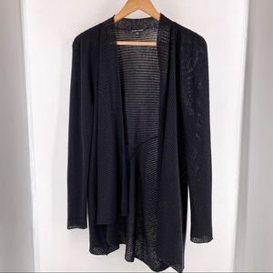 Eileen Fisher Wool Black Open Front Drape Cardigan Size XL